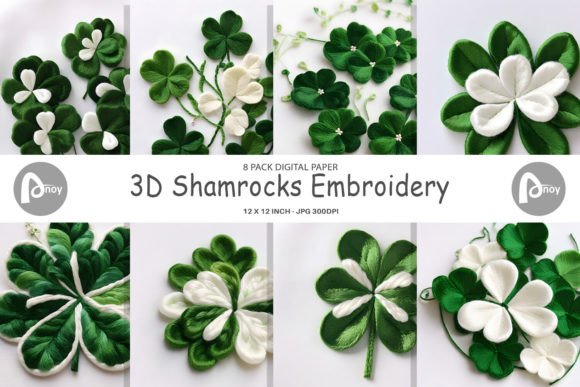 3D Shamrock Digital Paper for Embroidery