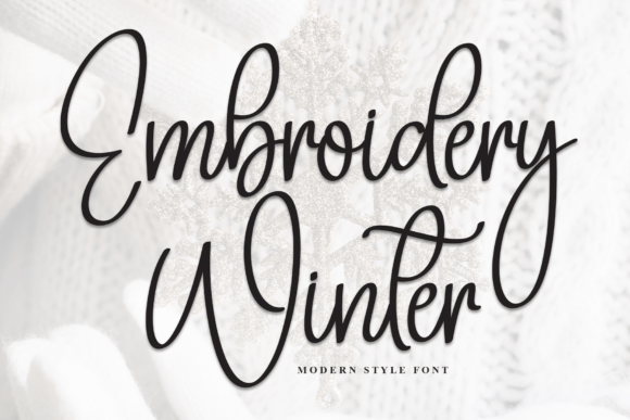 Embroidery Winter: Elegant Script for Apparel